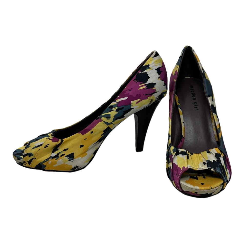 Madden Girl vibrant print peep toes heels size 9.5